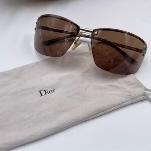 AUTH DIOR CHARM1 vintage sheer Y2K sunglasses rimless brown